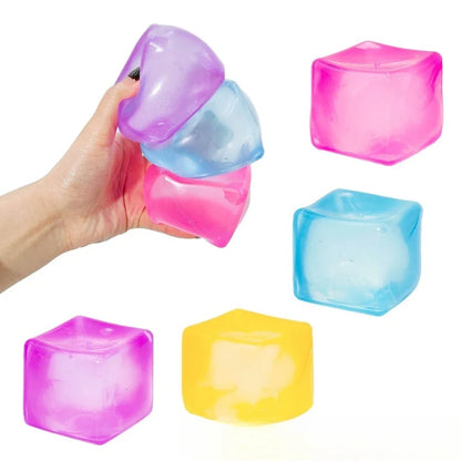 Ice Cube Squishy Fidget Toy Soft Sensory Squeeze 1pc Orange Pink Purple Blue