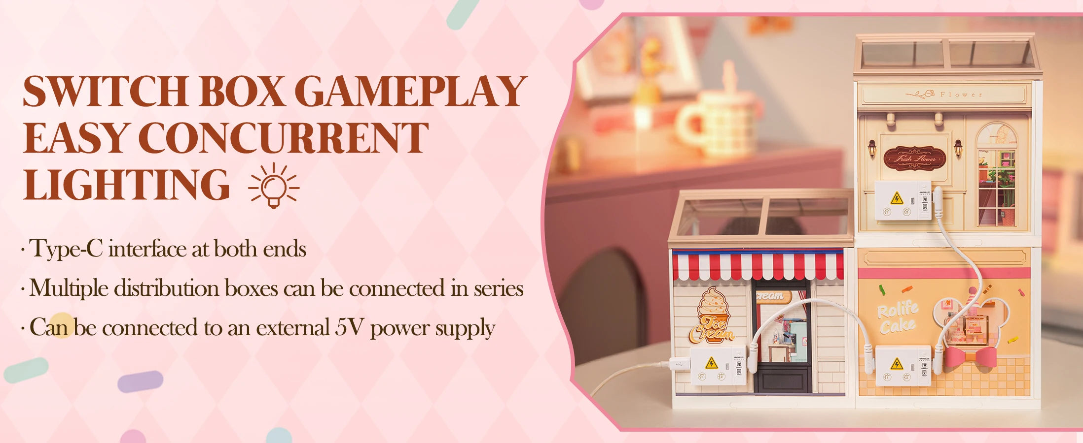 Robotime Rolife Super Creator Tasty Cake Shop DIY Miniature Dollhouse Building Blocks Gift for Kids