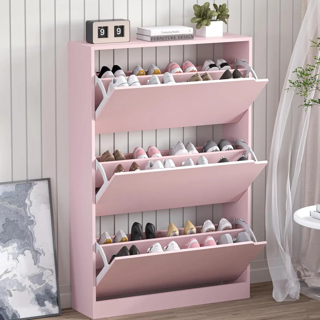 Shoe Cabinet with 3 Flip Drawers, Hidden Wood Shoe Cabinet,Freestanding Shoe Storage Cabinet for Entryway, Customized