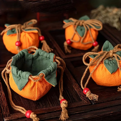 Incense Bag with Persimmon Pendant, Can Be Hung on Rearview Mirror or Car,Blessing Purse,Empty Bag Material Kit for Good Fortune