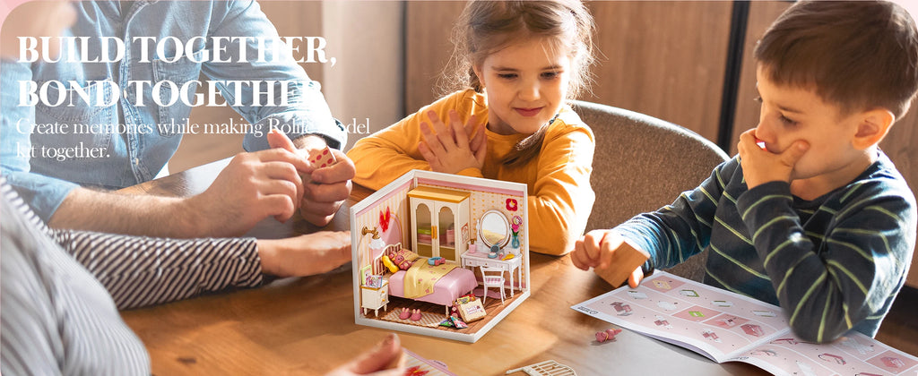 Robotime Rolife 3D Puzzle Lovely Pink Bedroom DIY Miniature House Kit Building Blocks Gift Girls Kids