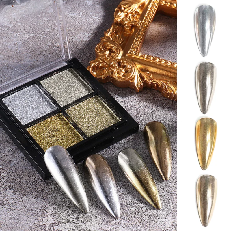 Elegant Mirror Chrome Effect Glitter Powder Metallic Dust Holographic Manicure Decoration Reflective Gold Silver for Nail Art