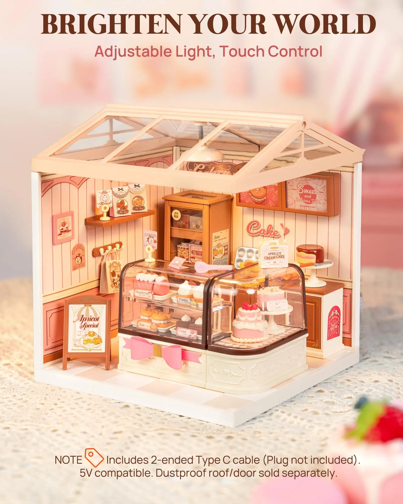 Robotime Rolife Super Creator Tasty Cake Shop DIY Miniature Dollhouse Building Blocks Gift for Kids