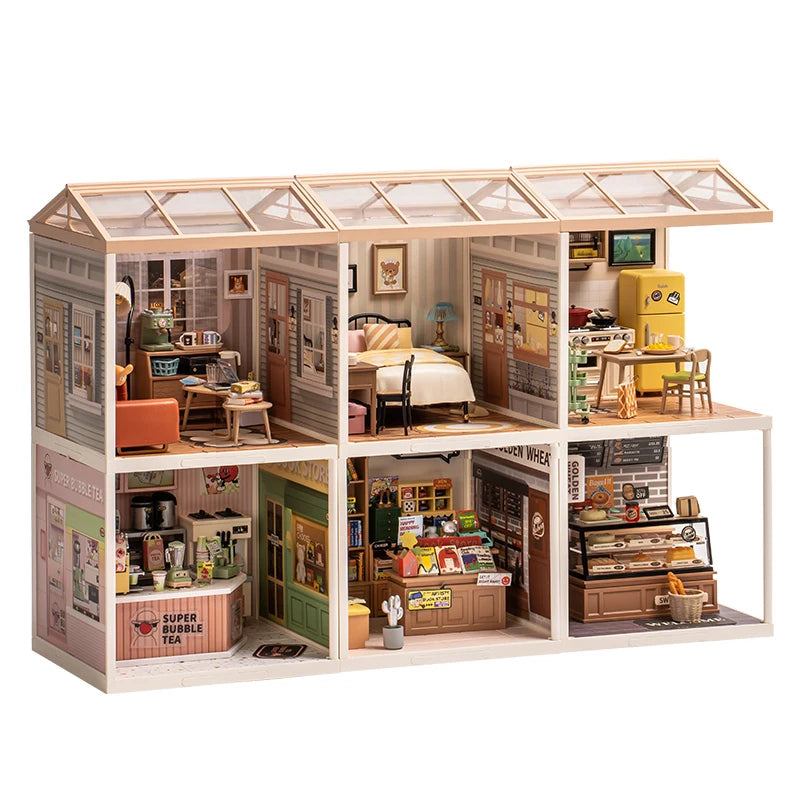 Robotime Rolife Cozy Living Lounge DIY Miniature House Kit 3D Puzzle Building Blocks Gift Adults Kids