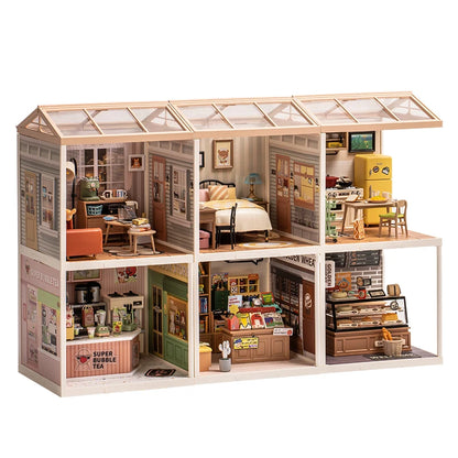 Robotime Rolife Cozy Living Lounge DIY Miniature House Kit 3D Puzzle Building Blocks Gift Adults Kids