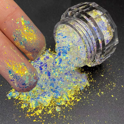 1jar Plating Aurora Chrome Nail Powder High-Gloss Moonlight Mirror Fine Glitter Pigment Aurora Pearl  Rubbing Dust Chrome Nails