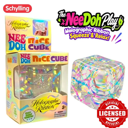 Holographic Ribbon Squishy Fidget Toy, Squeeze, Knead & Stretch, 1 Piece