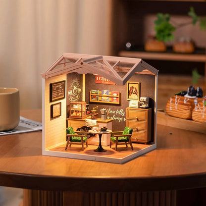 Robotime Mini Dollhouse Kit 1:20 Fruit Store Cafe with LED Lights DIY Gift for Teens Adults
