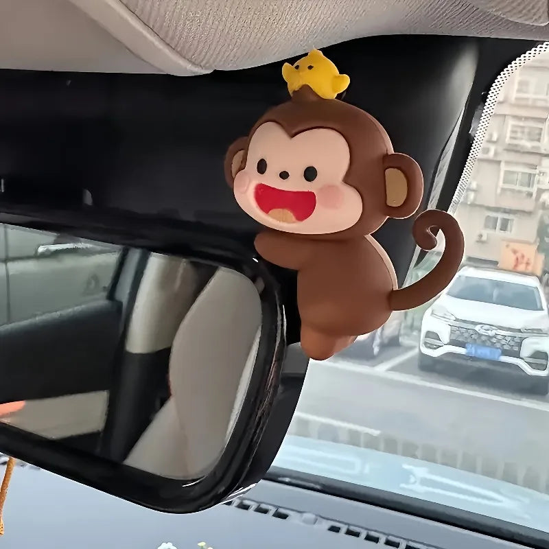 1/2pcs Cute Mini Monkey Car Pendant - PVC material, suitable for rearview mirror and dashboard decoration