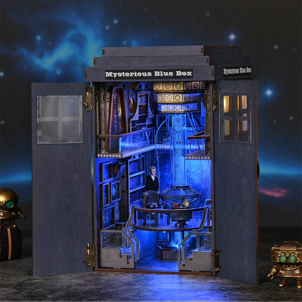Robotime Book Nook Kit Mysterious Telephone Booth DIY Wooden Puzzle Bookshelf Insert Decor Gift
