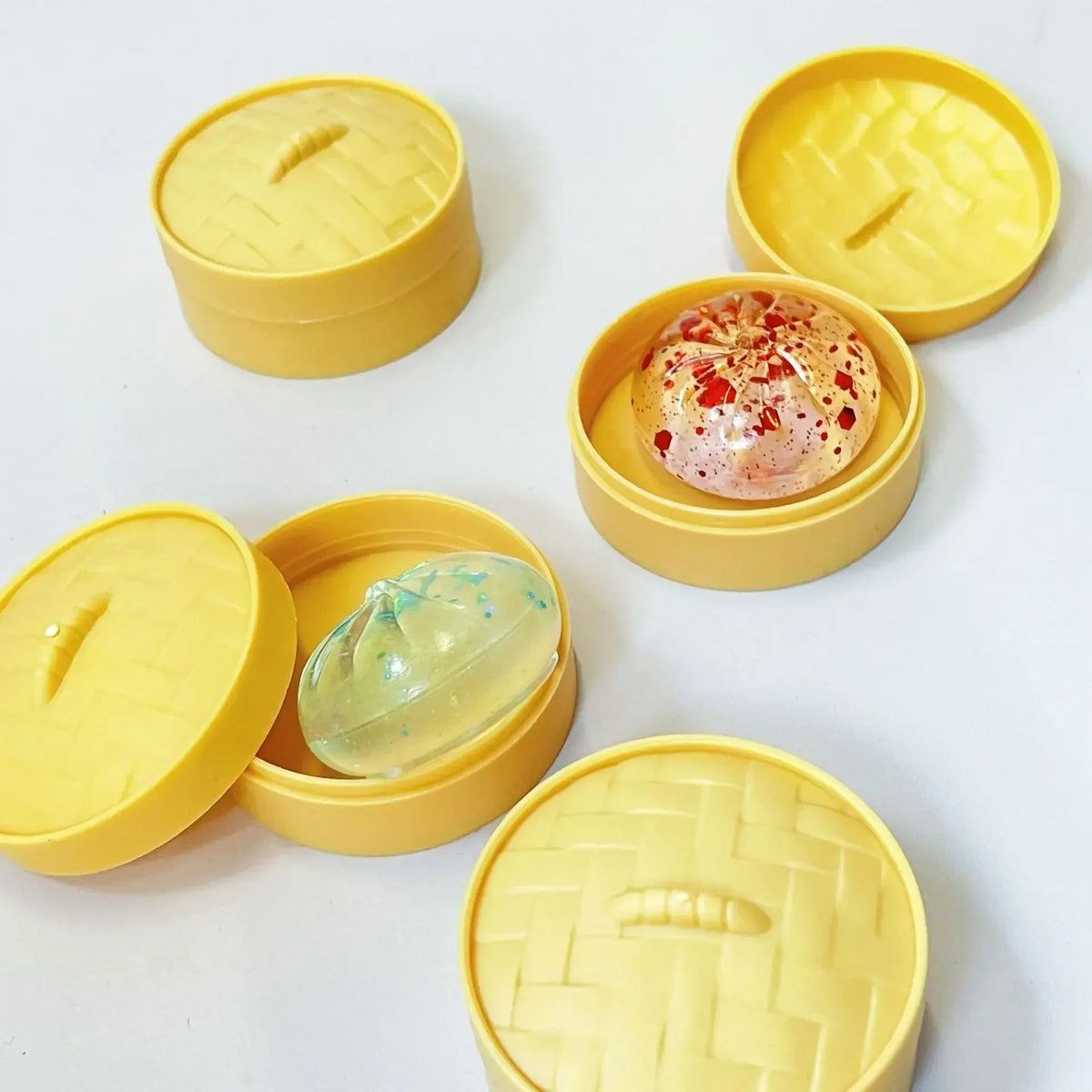 Crystal Mini Dumpling Bun Squishy Toy with Steamer Random 1/3/5/10 Pack