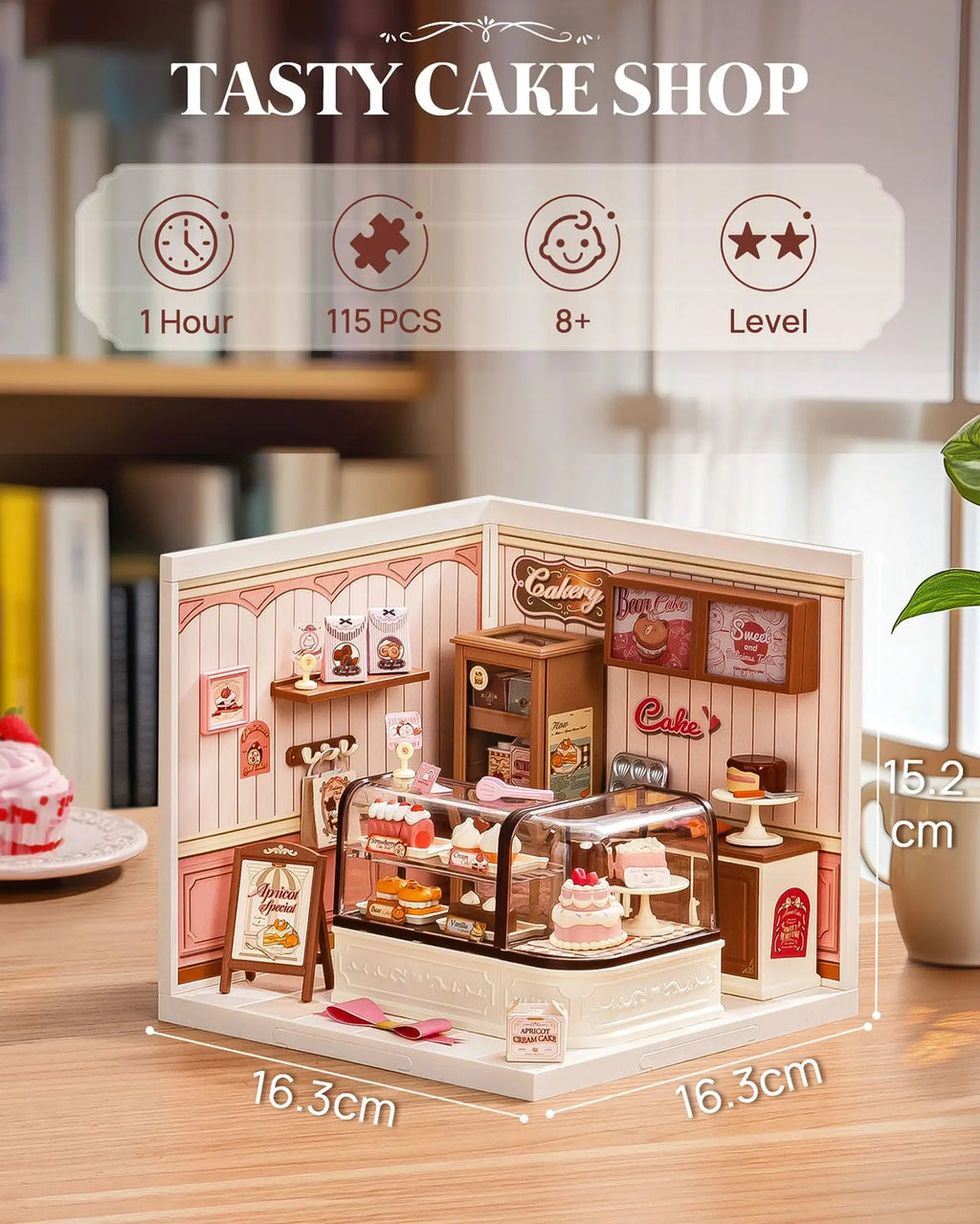 Robotime Rolife Super Creator Tasty Cake Shop DIY Miniature Dollhouse Building Blocks Gift for Kids