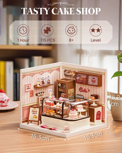 Robotime Rolife Super Creator Tasty Cake Shop DIY Miniature Dollhouse Building Blocks Gift for Kids