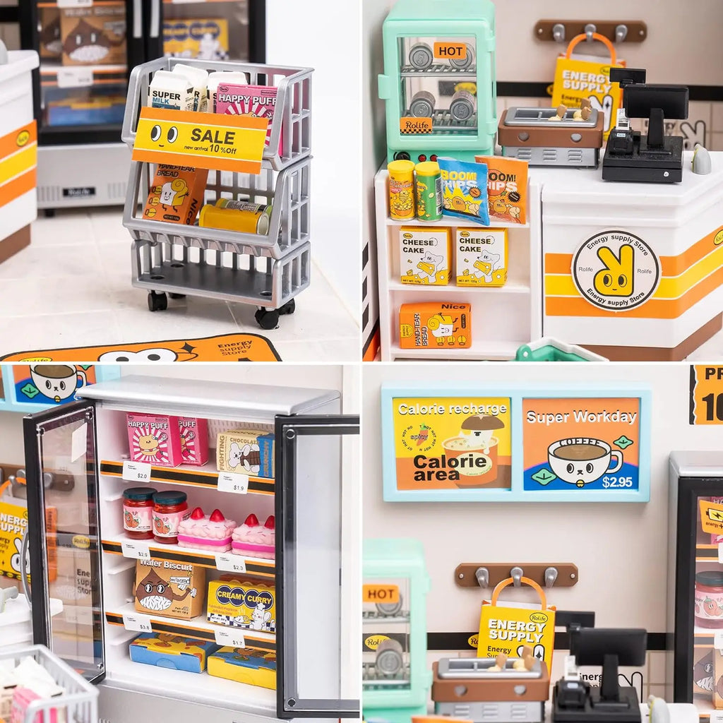 Robotime Mini Dollhouse Kit 1:20 Fruit Store Cafe with LED Lights DIY Gift for Teens Adults