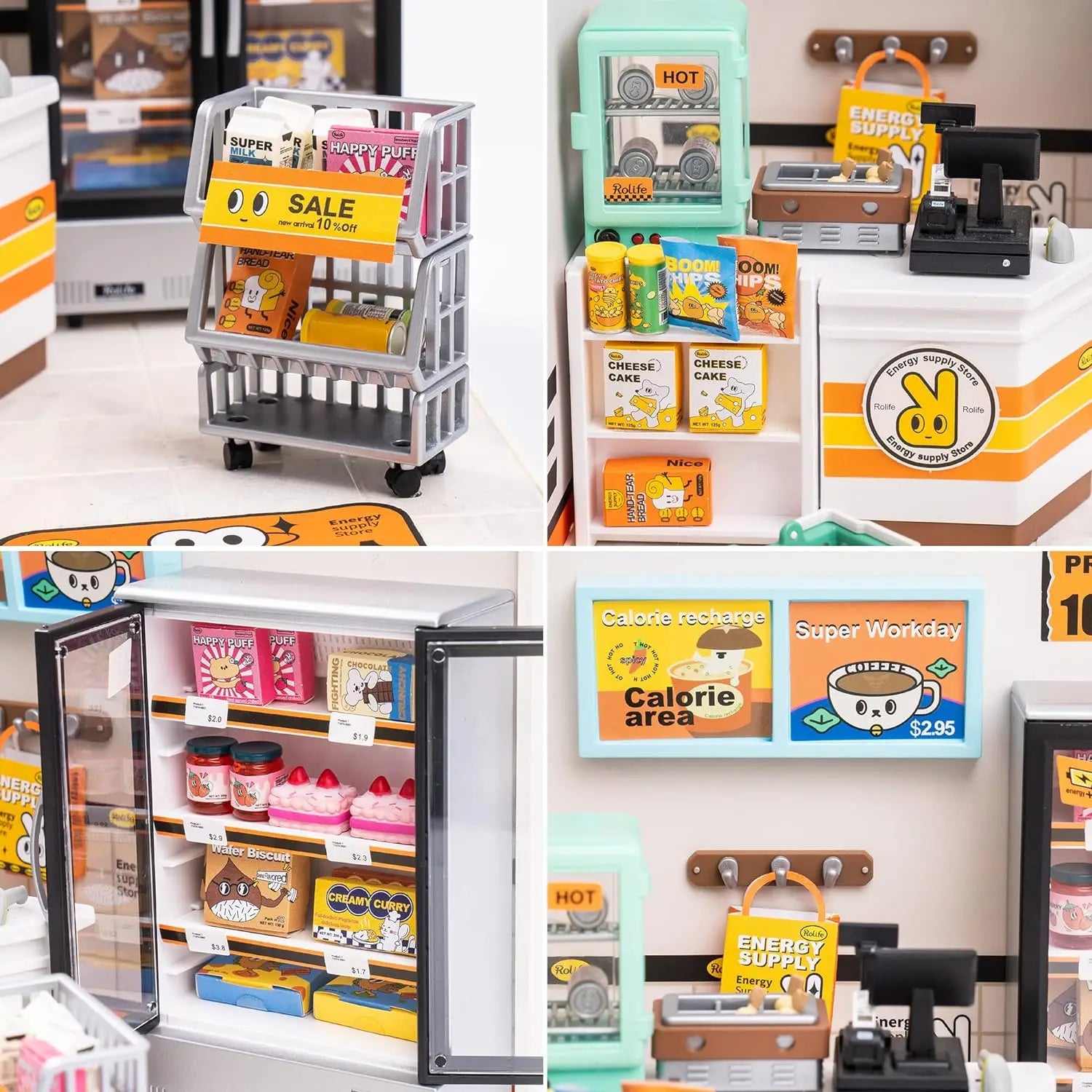Robotime Mini Dollhouse Kit 1:20 Fruit Store Cafe with LED Lights DIY Gift for Teens Adults