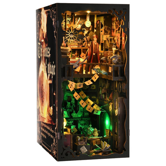 Robotime Book Nook Kit Magic House DIY Wooden Puzzle Bookshelf Insert Fantasy Decor Gift Adults Teens