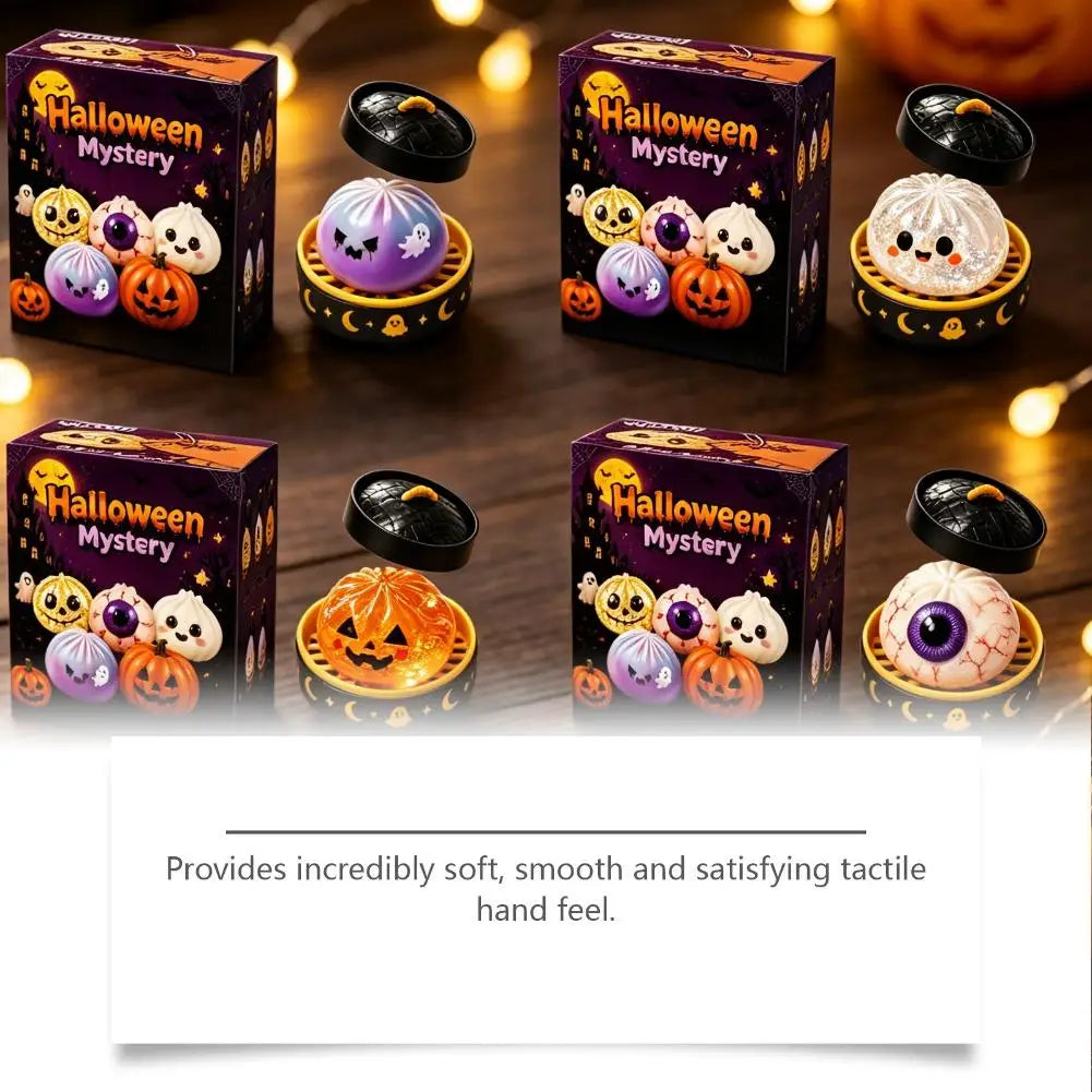 5.5 cm Halloween Dumpling Squishy Toy in Steamer, Slow-Rising Squeeze Toy