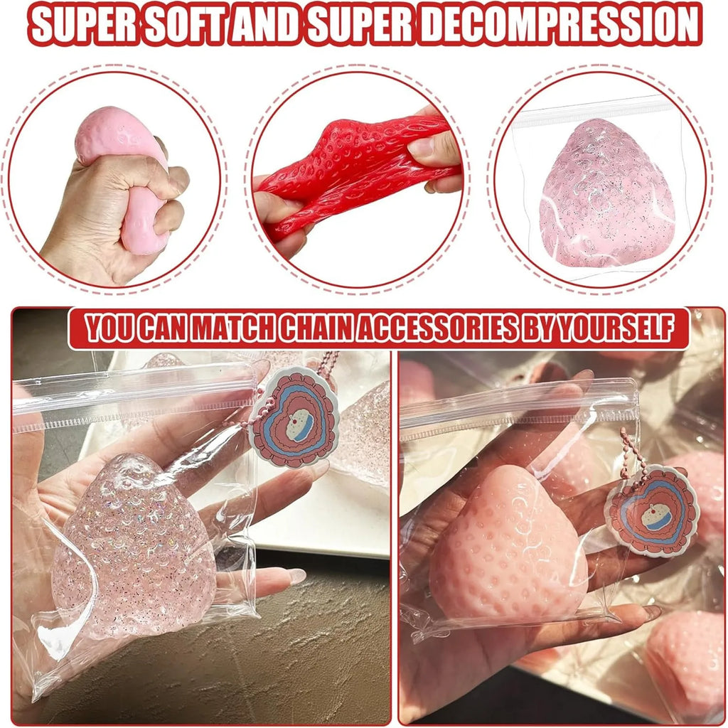 1pcs Taba Squishies Strawberry Fruit Squeeze Toys Kawaii Sticky Stress Fidget Toy Gift Perfect Desk Accessory for Kids Adults