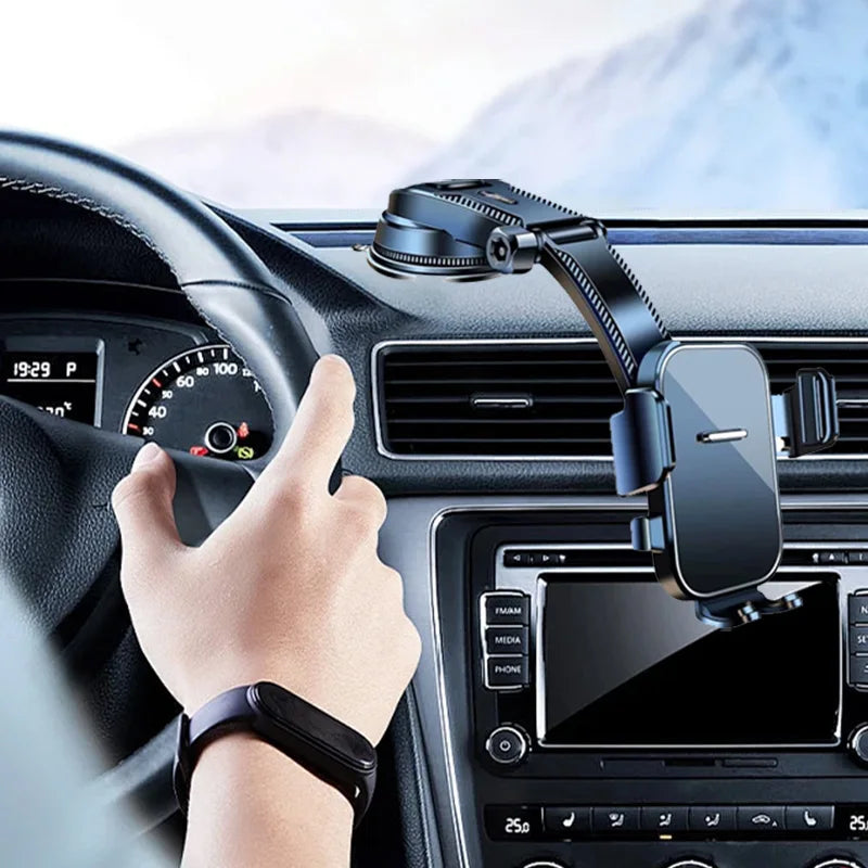 Multi-Scene Phone Mount with One-Click Lock Retractable Arm Strong Suction 360° Rotation for Car & Office