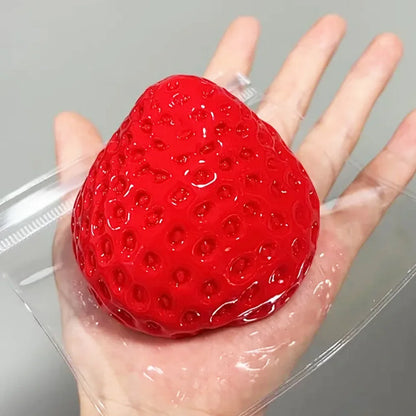 Glossy Simulation Strawberry Maltose Squeeze Toy, Shiny Soft TPR Slow Rebound Squishy Fidget Toy, Stretchable Anxiety Relief Decompression Toy for Kids & Adults, Office Home Stress Relief, Party Favors & Cute Fruit Gifts