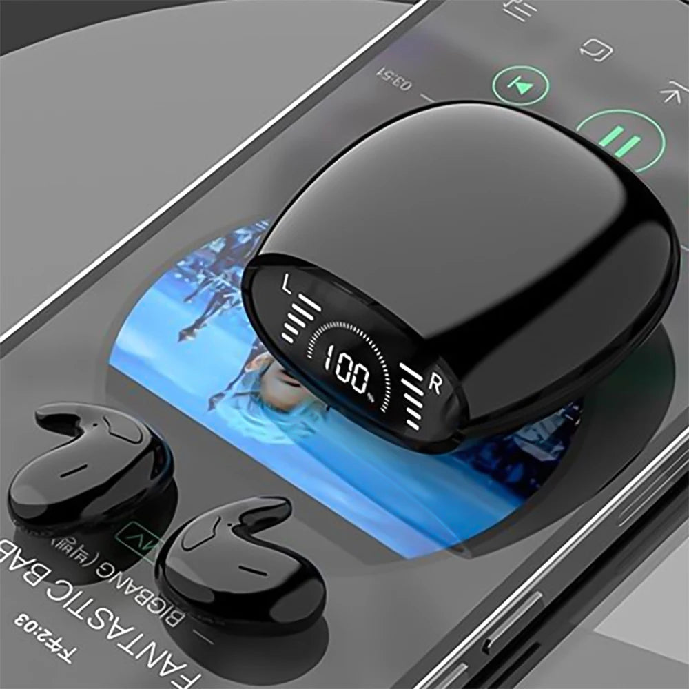 SK Sleep Headphones Bluetooth 5.3 Ultra-Thin Invisible Wireless Earbuds Waterproof Sport Button Control