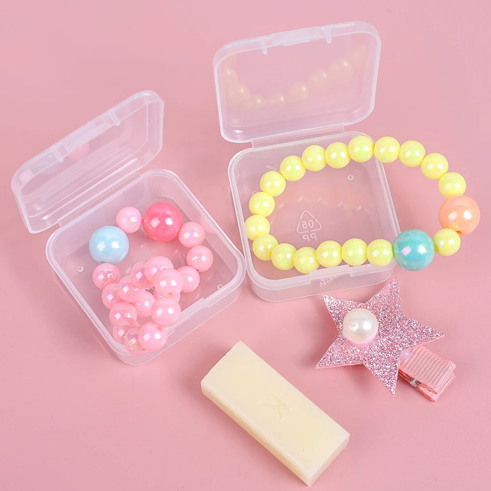 60/6PCS Mini Storage Box Transparent Plastic Jewelry Storage Box Container Portable Earring Ring Earplugs Packaging Storage 2042