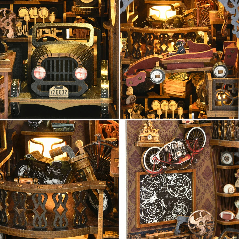 Robotime Book Nook Kit Classic Car F1 DIY Wooden Puzzle Bookshelf Insert Decor Gift Adults Teens