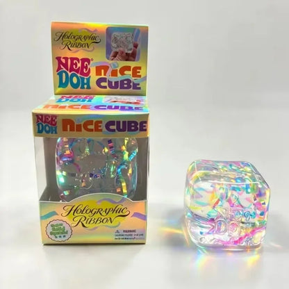 Holographic Ribbon Squishy Fidget Toy, Squeeze, Knead & Stretch, 1 Piece