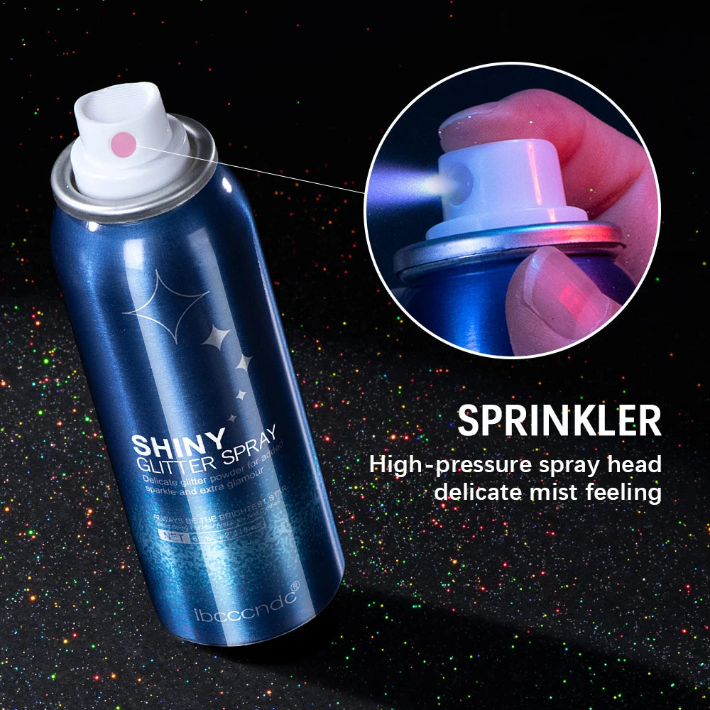 60ml Shiny Silver Glitter Spray High Gloss Glitter Powder Spray Waterproof Shiny Powder Makeup for Body Face Highlight Makeup