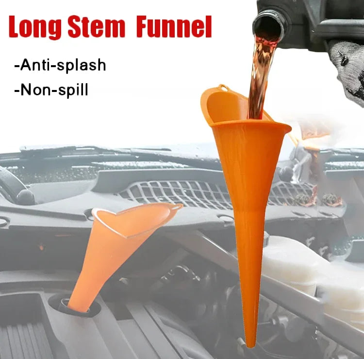 Car Long Stem Funnel Gasoline Oil Fuel Filling Tool Anti-splash Plastic Funnel Motorcycle Refueling Tools Auto Accessories