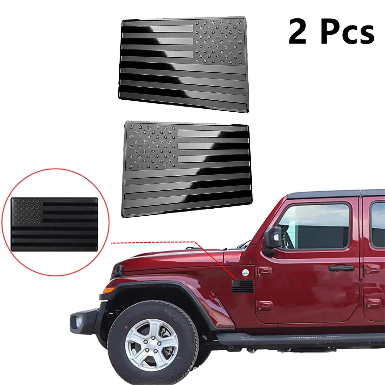 Durable Aluminum American Flag Decal 2Pcs Never Fade Scratch Proof Car Sticker 3D USA Flag Emblem For Truck Motorcycle 12x7.5cm