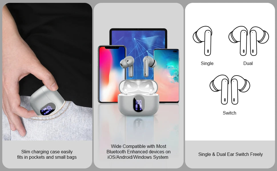 Wireless Earbuds Bluetooth 5.3 – 4 ENC Mics, 36H Playtime, LED Display (Kuizil)