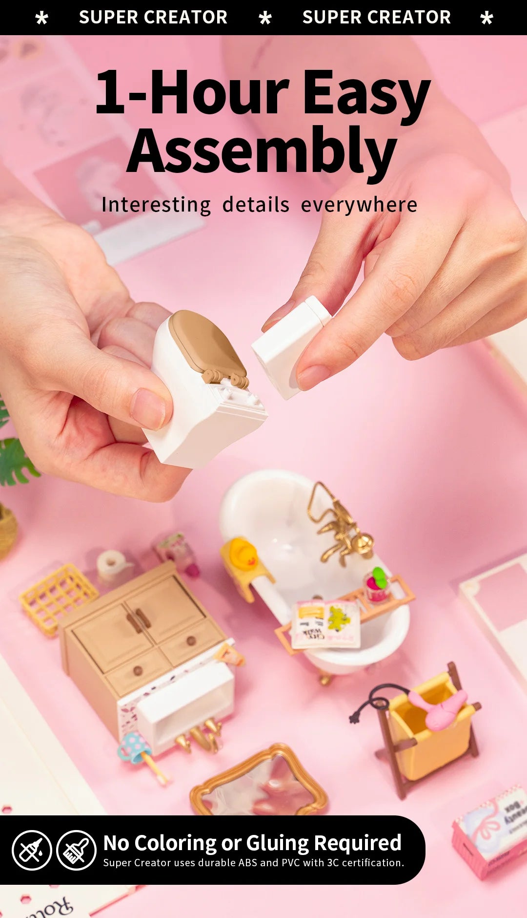 Robotime DIY Miniature Dollhouse Kit Supply Store with LED Lights Birthday Gift Adults Teens