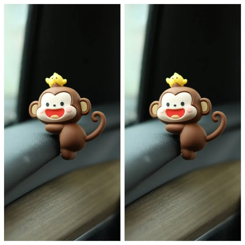 1/2pcs Cute Mini Monkey Car Pendant - PVC material, suitable for rearview mirror and dashboard decoration