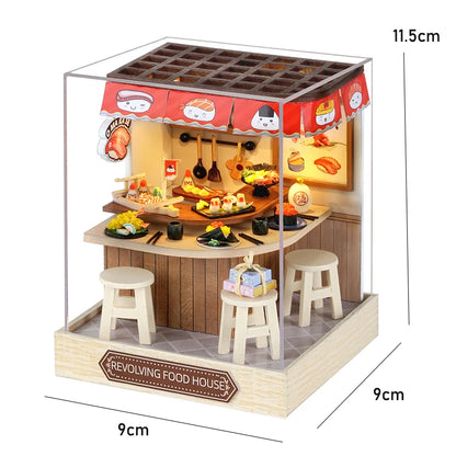 Kitten Mini Dollhouse 3D Puzzle Assembly Kit Creative Bedroom Decor with Furniture Wooden Craft Gift