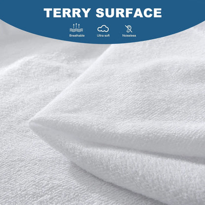 1pc Soft Terry Cloth Waterproof Elastic Fitted Sheet, Breathable Terry Mattress Protector Knitted Bed Cover with Deep Pocket