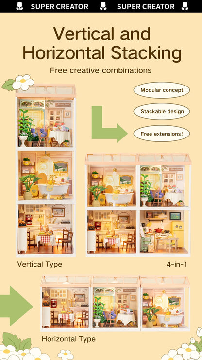 Robotime DIY Miniature Dollhouse Kit Supply Store with LED Lights Birthday Gift Adults Teens
