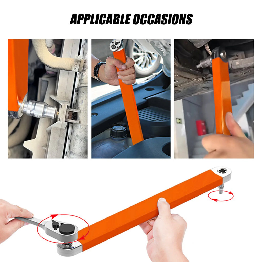 Universal Ratcheting Wrench Extension Bar Adjustable Double Head  Extra Long Heavy Duty Tool For Mechanics And Car Repair