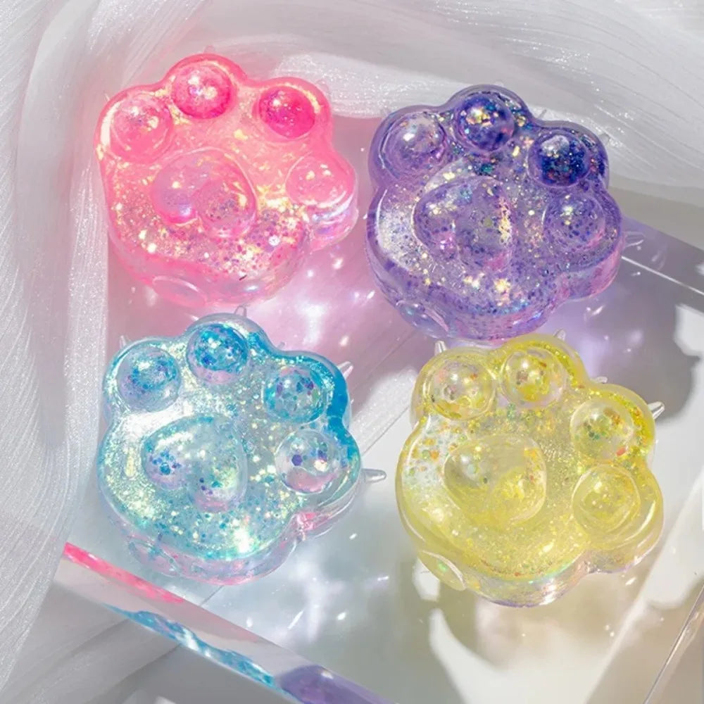 Squishy Sequin Maltose Cat Paw Slow Rebound Squeeze Toys Stress Relief Fidget Toys for Adults Decompression Sensory Toys