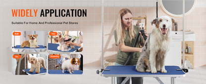 SucceBuy Pet Grooming Table Two Arms with Clamp Dog Station Foldable Pets Stand for Medium Small Dogs with Grooming Loop